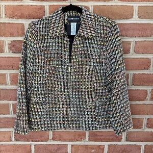 Sag Harbor Multicolor Rainbow Tweed Zip-Front Women's Jacket